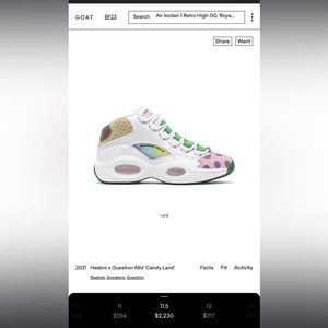 Reebok Hasbro Question Mid Candy Land Sneaker 6